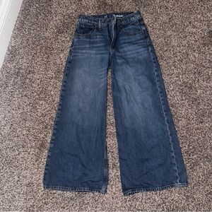 Gap Kids Wide-Leg Baggy Barrel Blue Jeans | 12 | Adjustable Waist Band